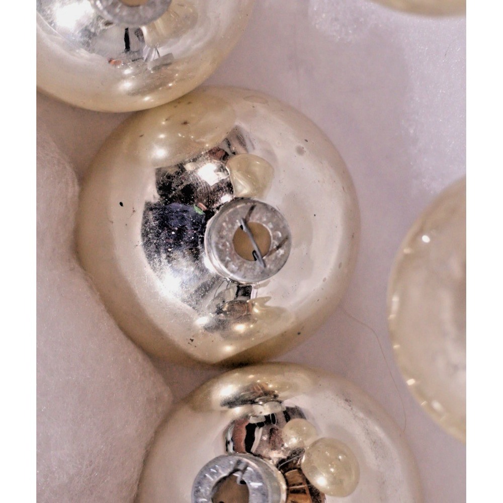 VTG Set (7) Silver Mercury Style Glass Balls Table Tree Decor Retro‎ MCM